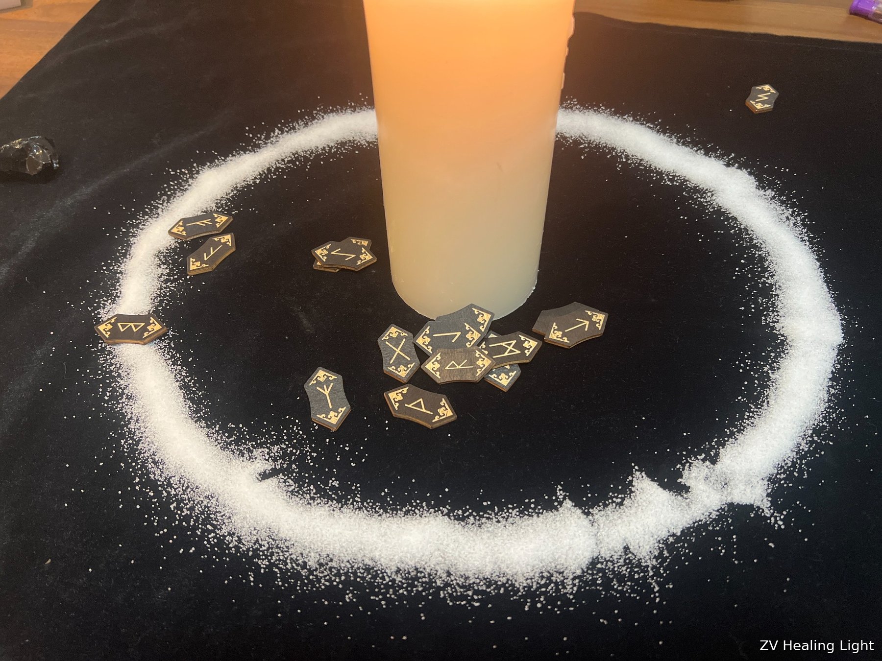 Consecrated candle circle with runes