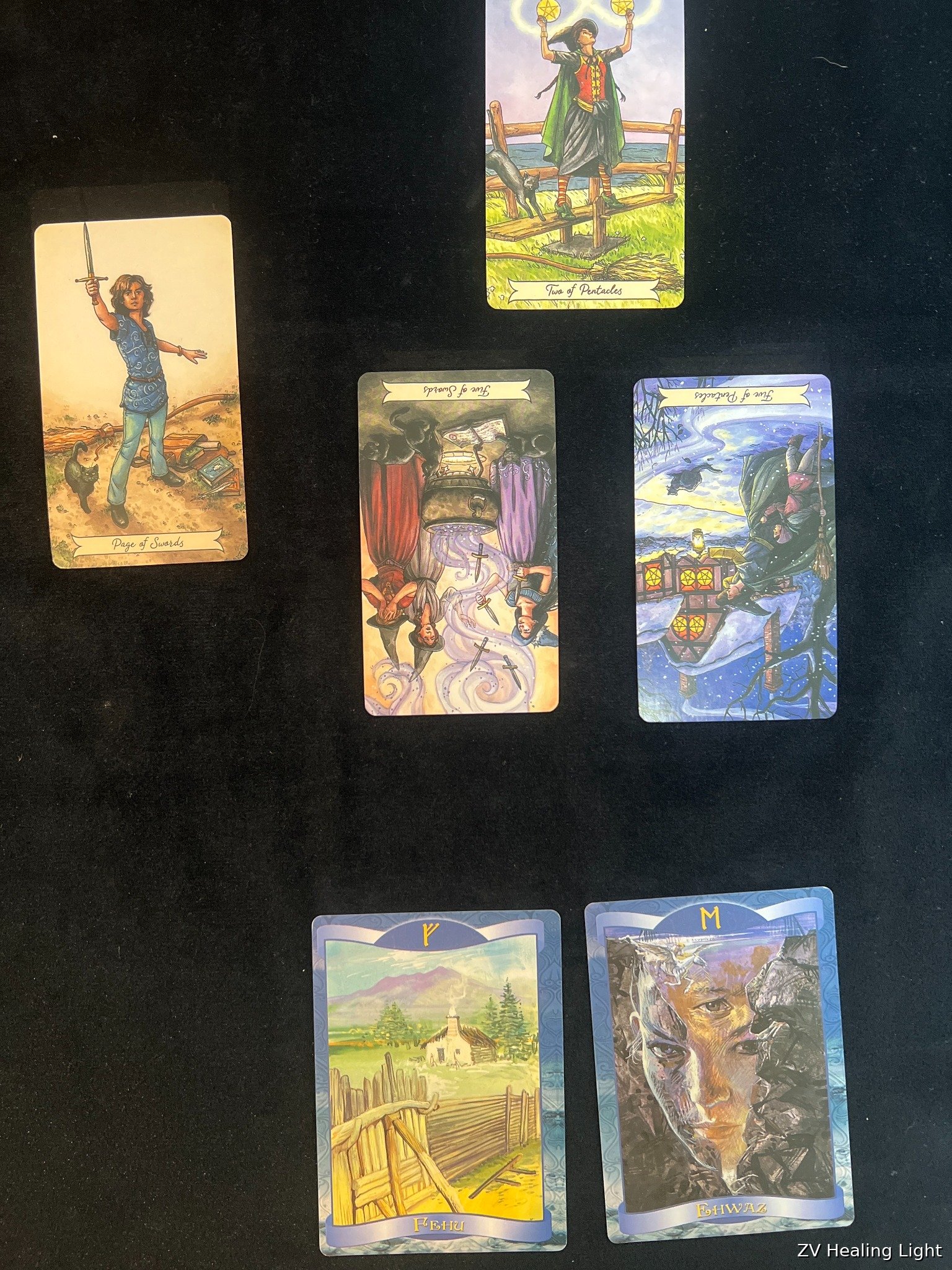 Tarot spread with runes for direction